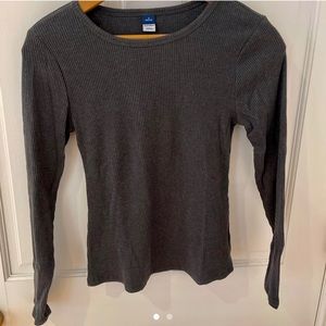 Plush Long-Sleeve Rib-Knit Slim-Fit T-Shirt